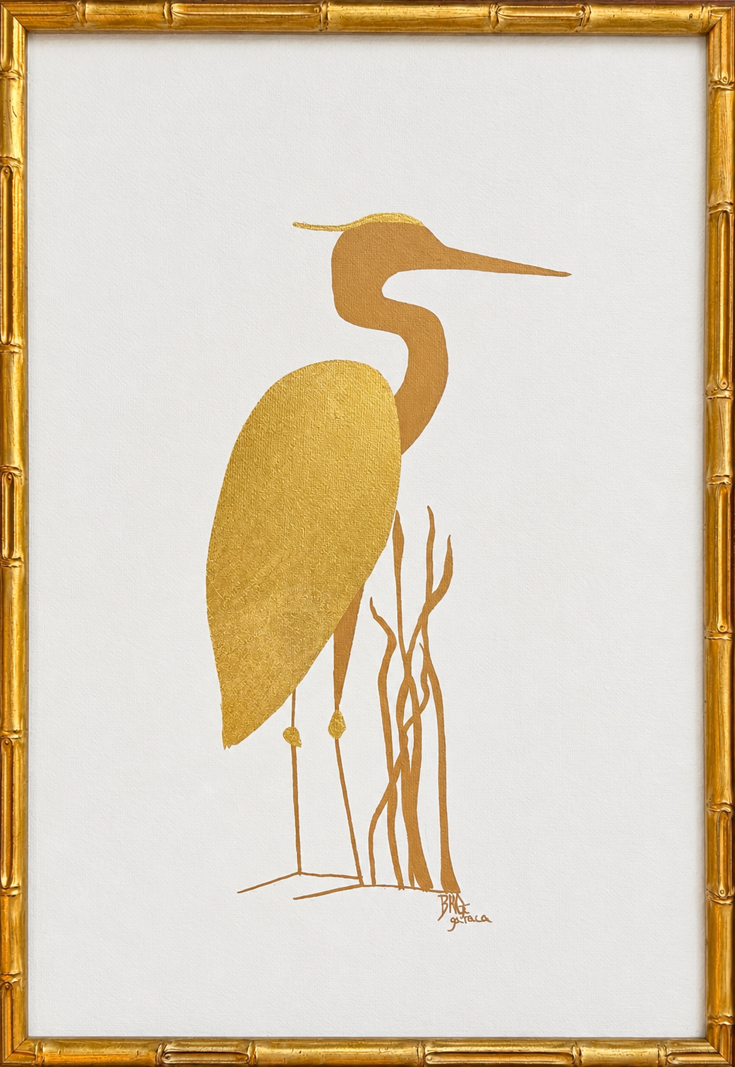 Gold Leaf Heron, 22x15